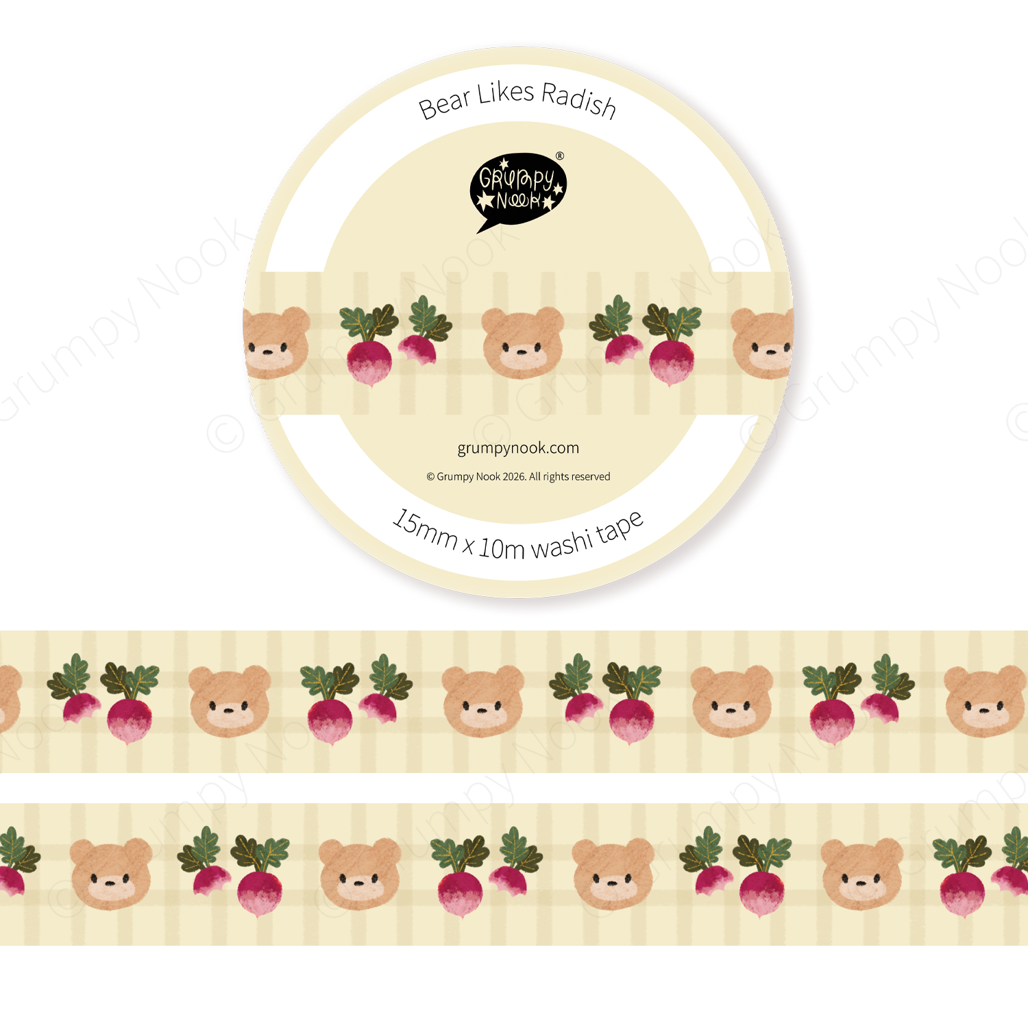 PRE ORDER Bear Likes Radish Washi Tape: Case of 10