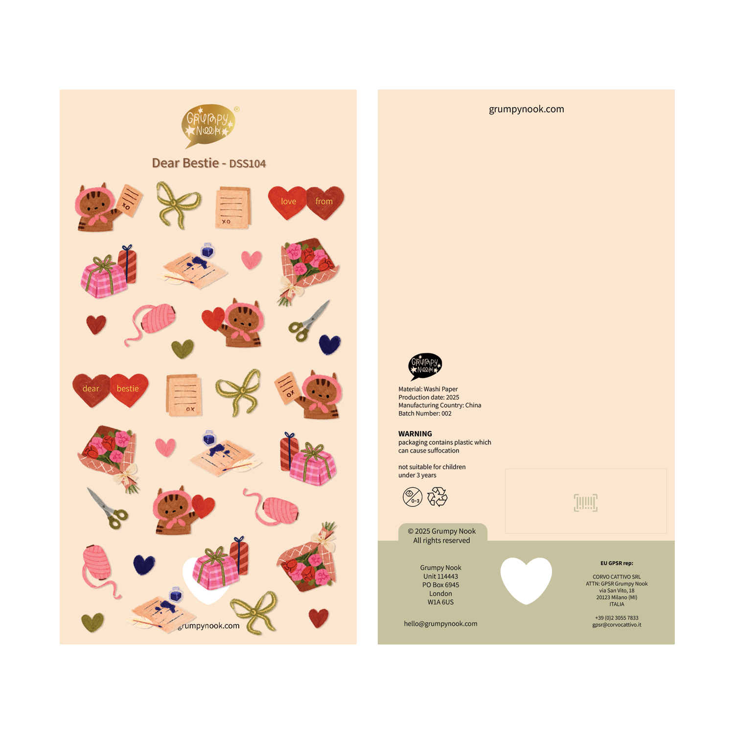 BACK ORDER : Dear Bestie Deco Sticker Sheet: Case of 10