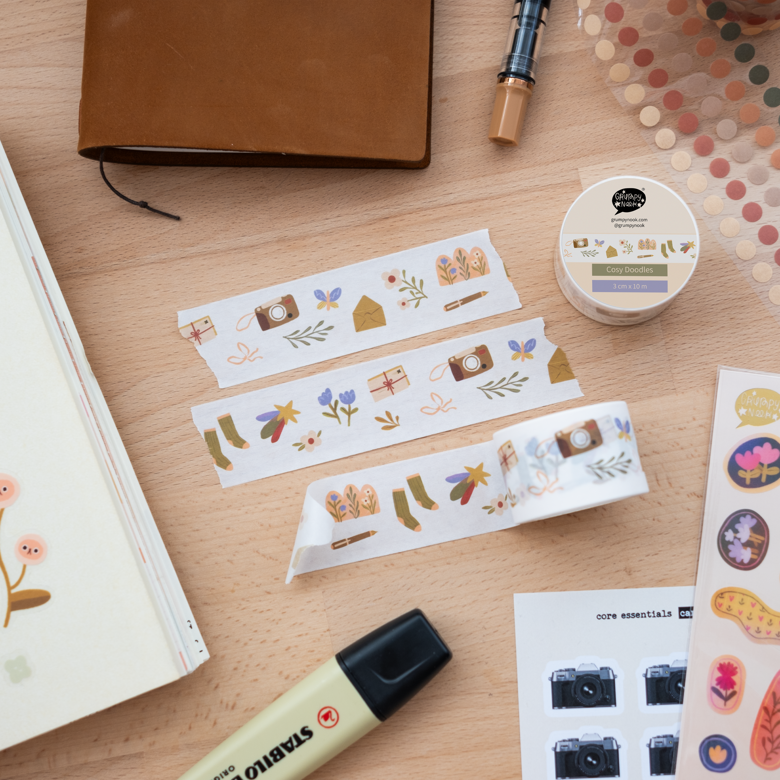 Cosy Doodles 30mm Washi tape: case of 10