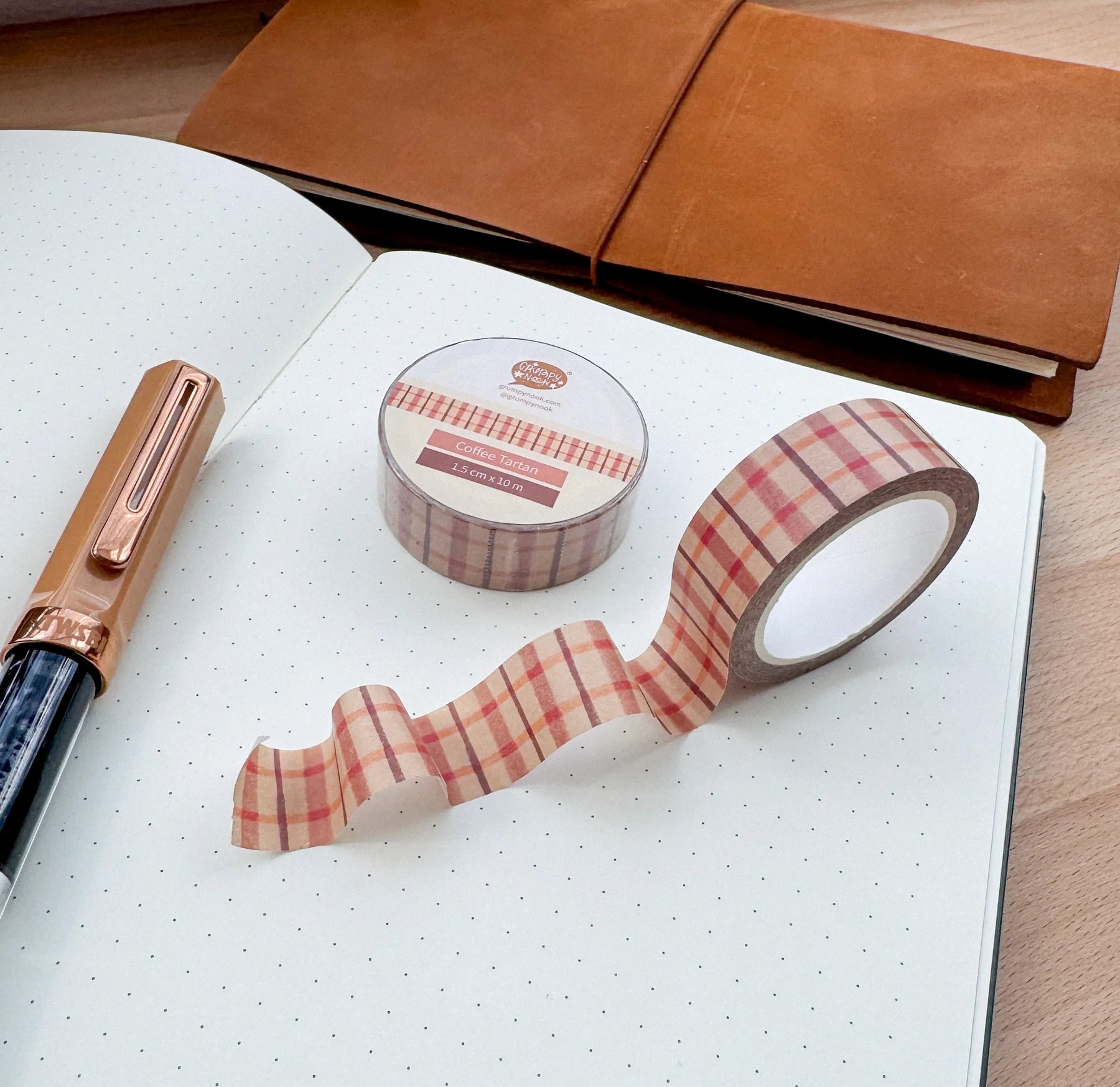 BACK ORDER: Coffee Tartan Washi Tape: Case of 10
