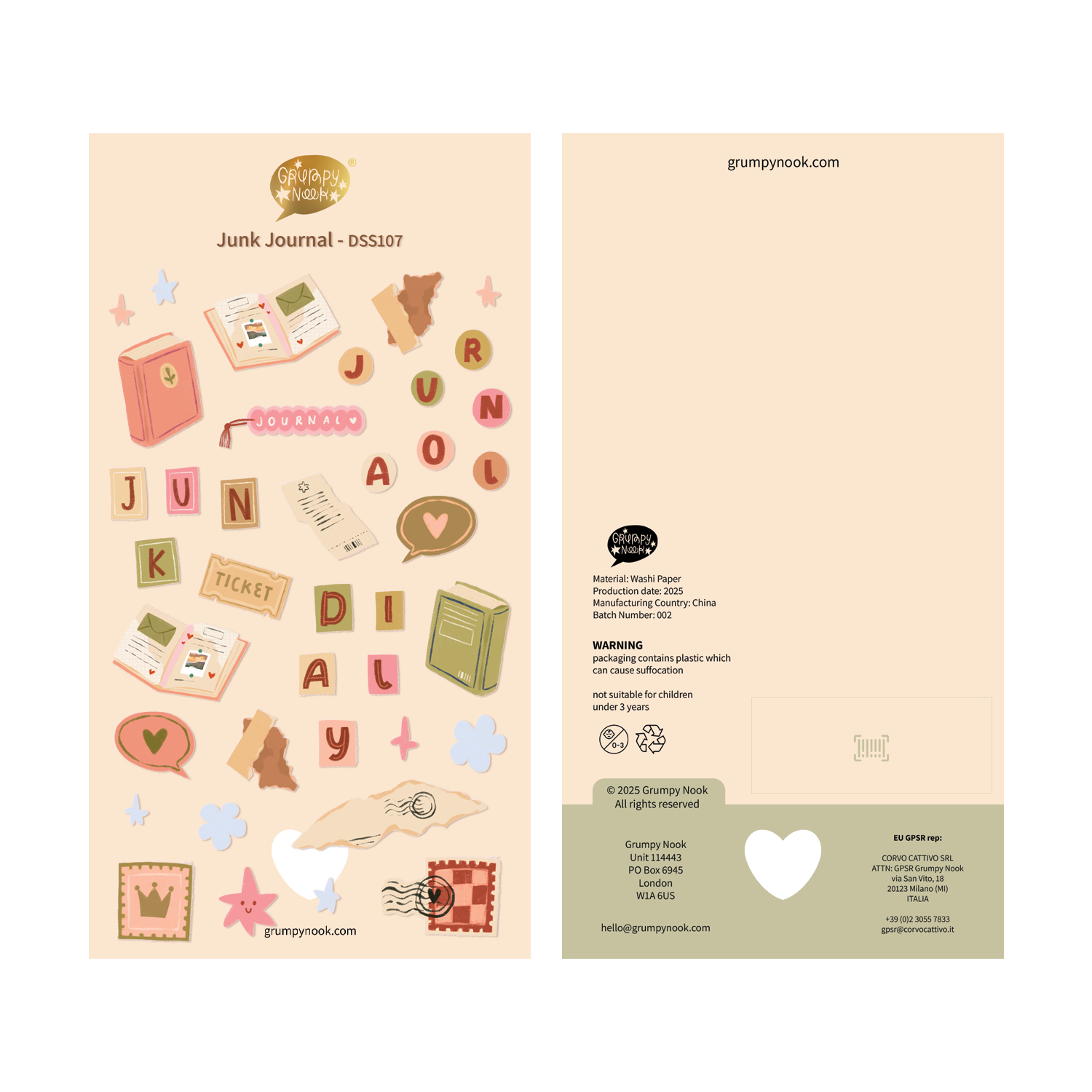 BACK ORDER : Daily Junk Journal Deco Sticker Sheet: Case of 10