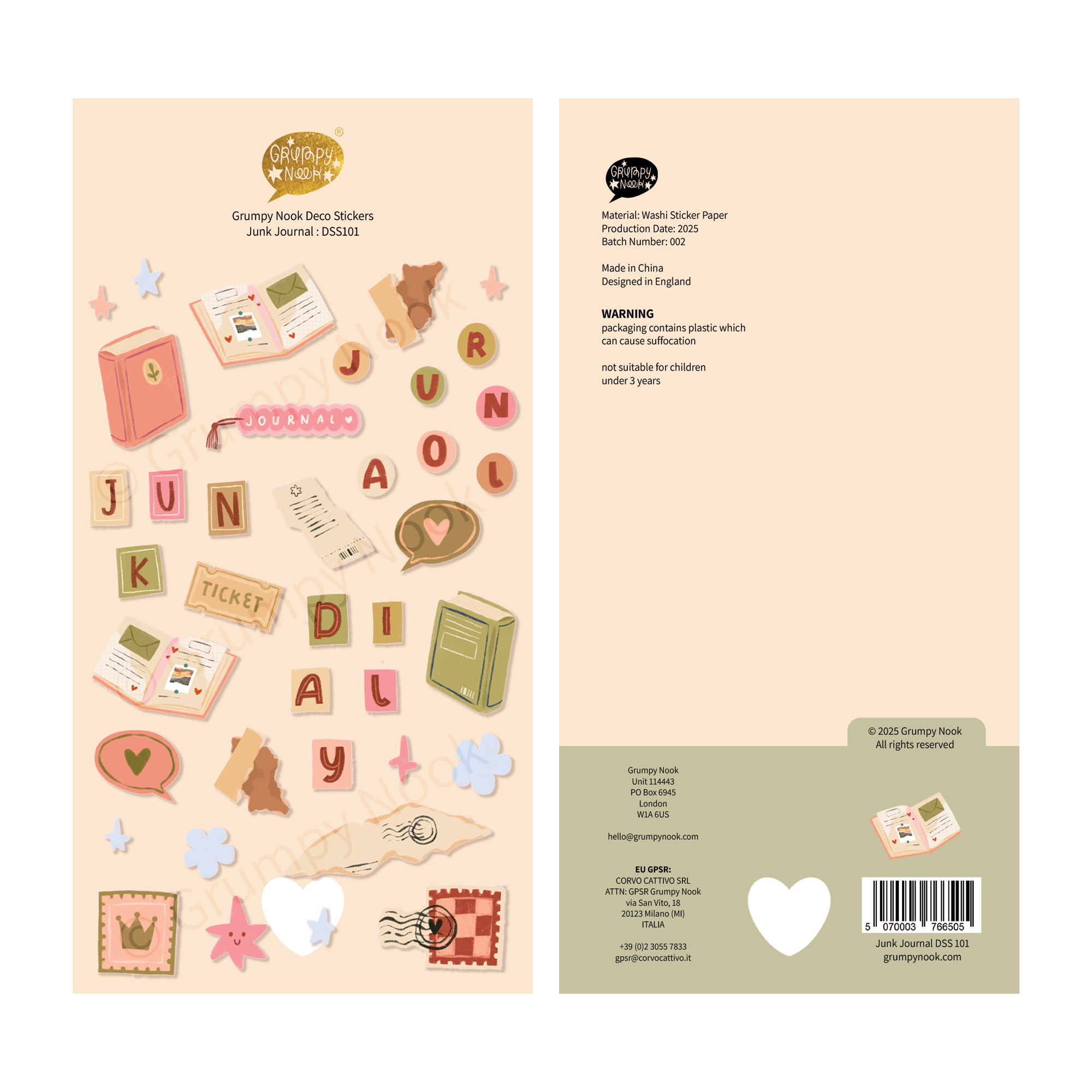 BACK ORDER : Daily Junk Journal Deco Sticker Sheet: Case of 10