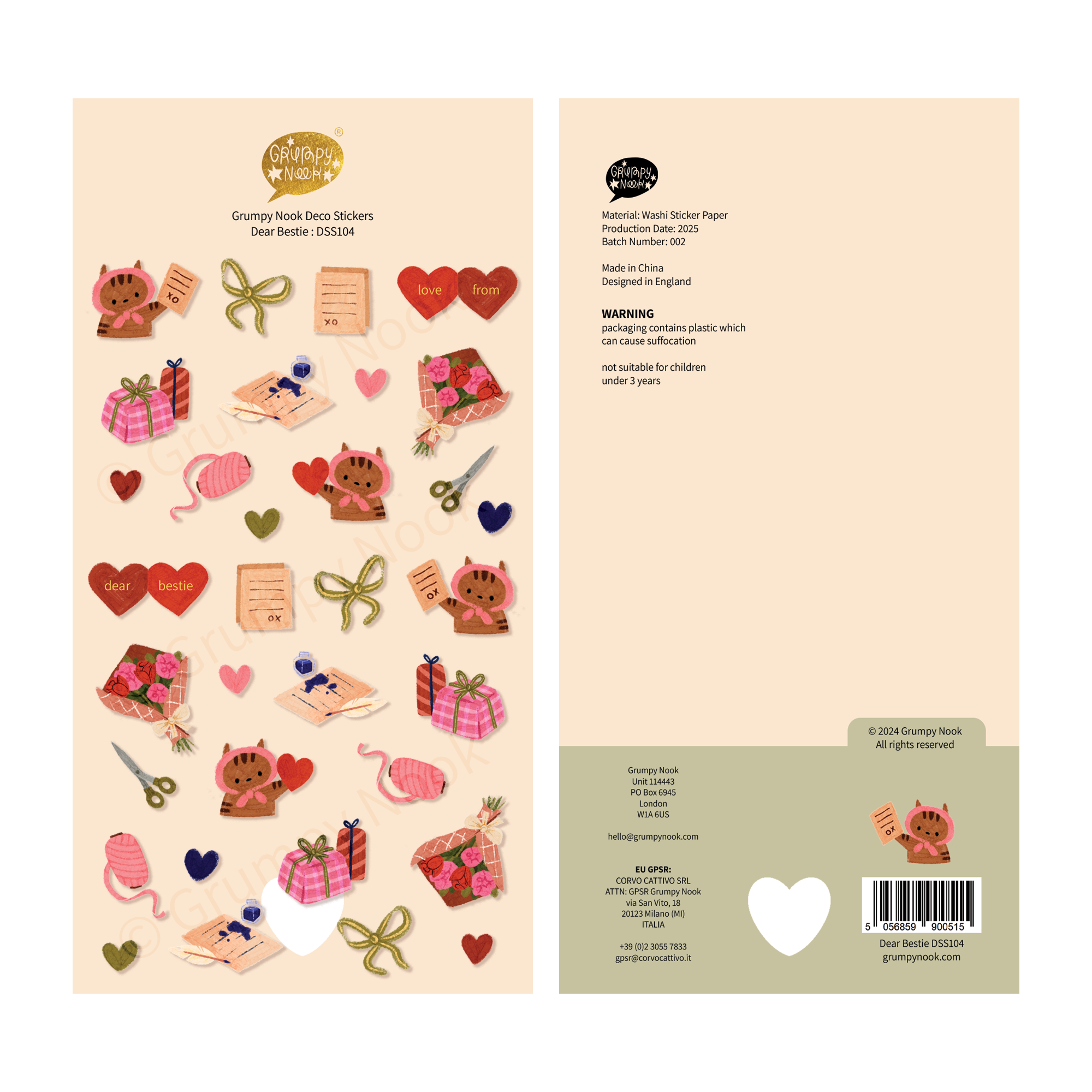 Dear Bestie Deco Sticker Sheet: Case of 10
