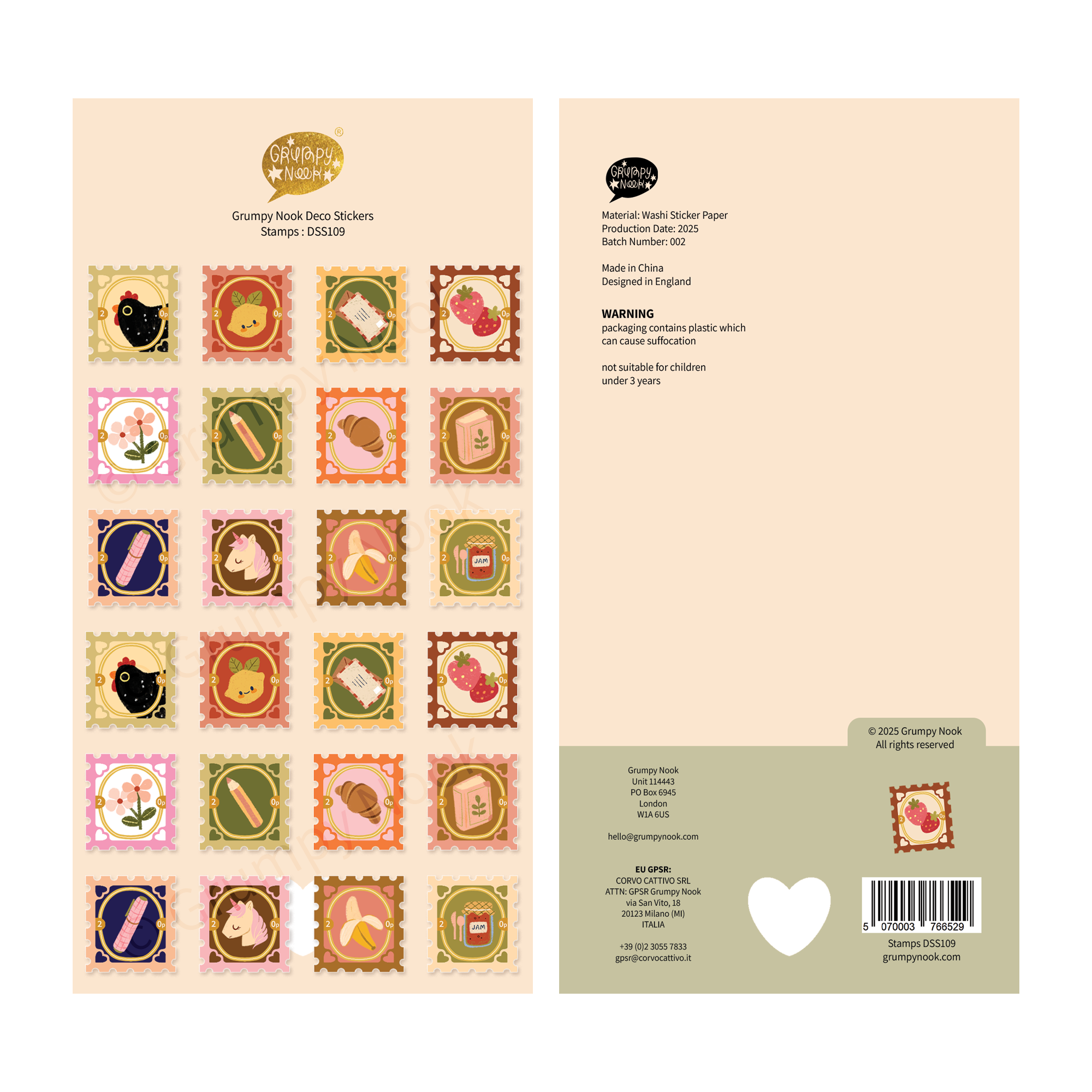 Stamps Deco Sticker Sheet: Case of 10