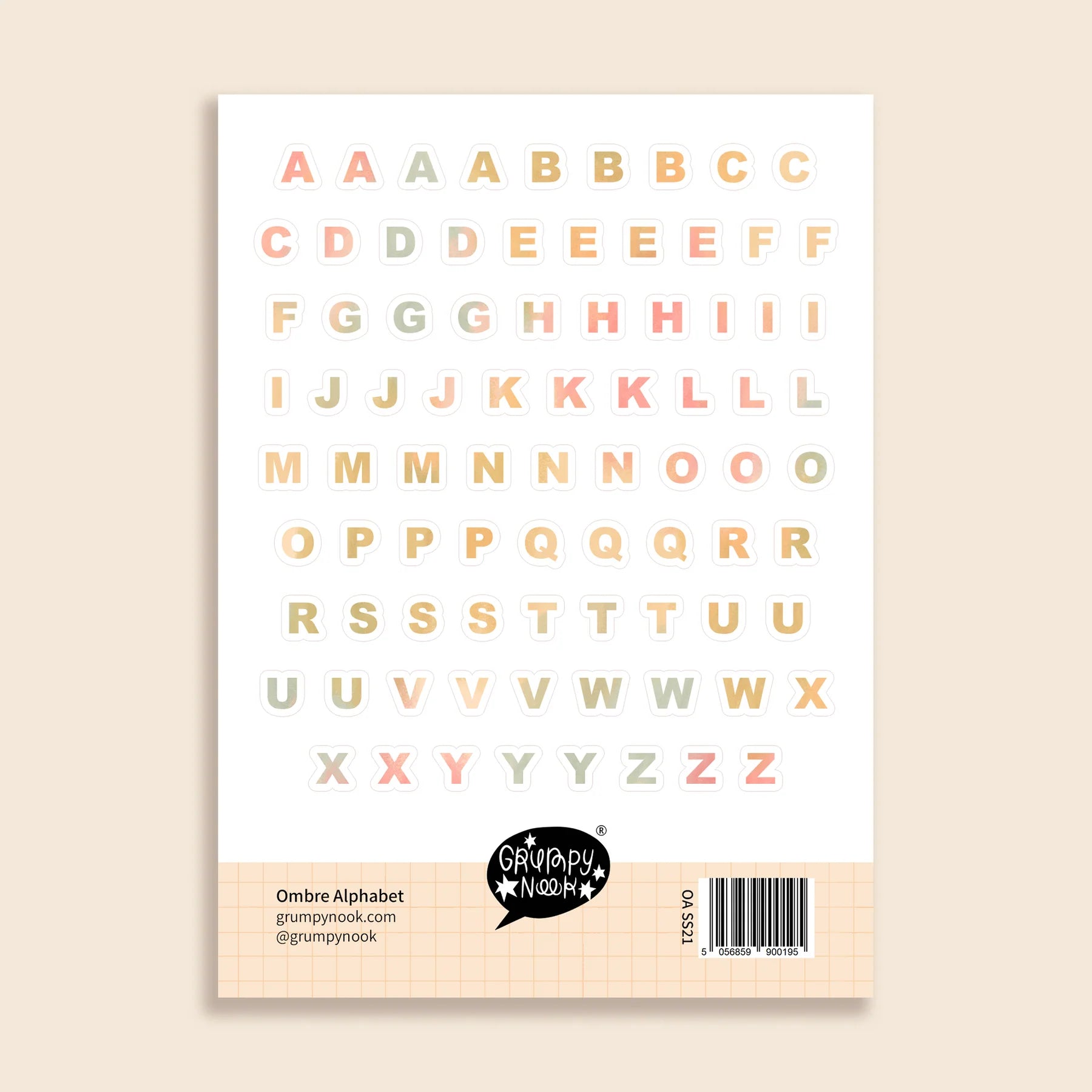 Ombre Alphabet Sticker Sheet: Case of 10