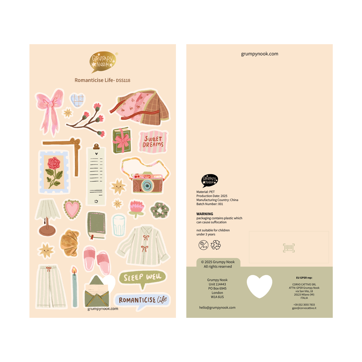 PRE ORDER : Romanticise Life Deco Sticker Sheet: Case of 10