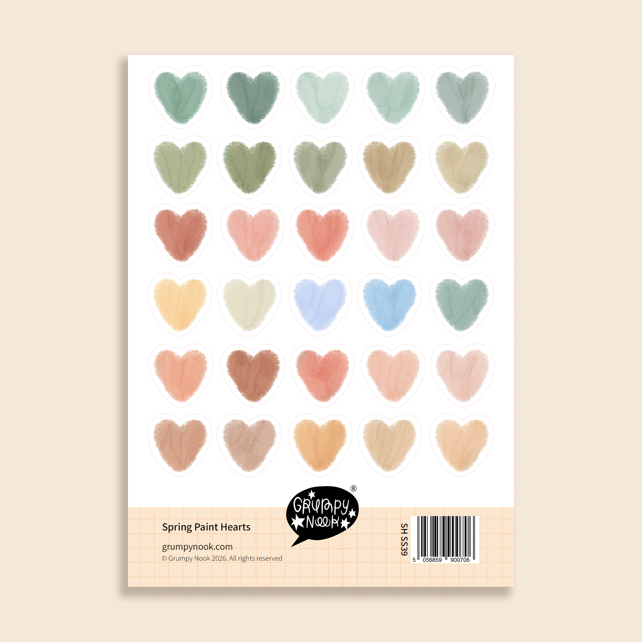 PRE ORDER: Spring Paint Hearts Sticker Sheet: Case of 10