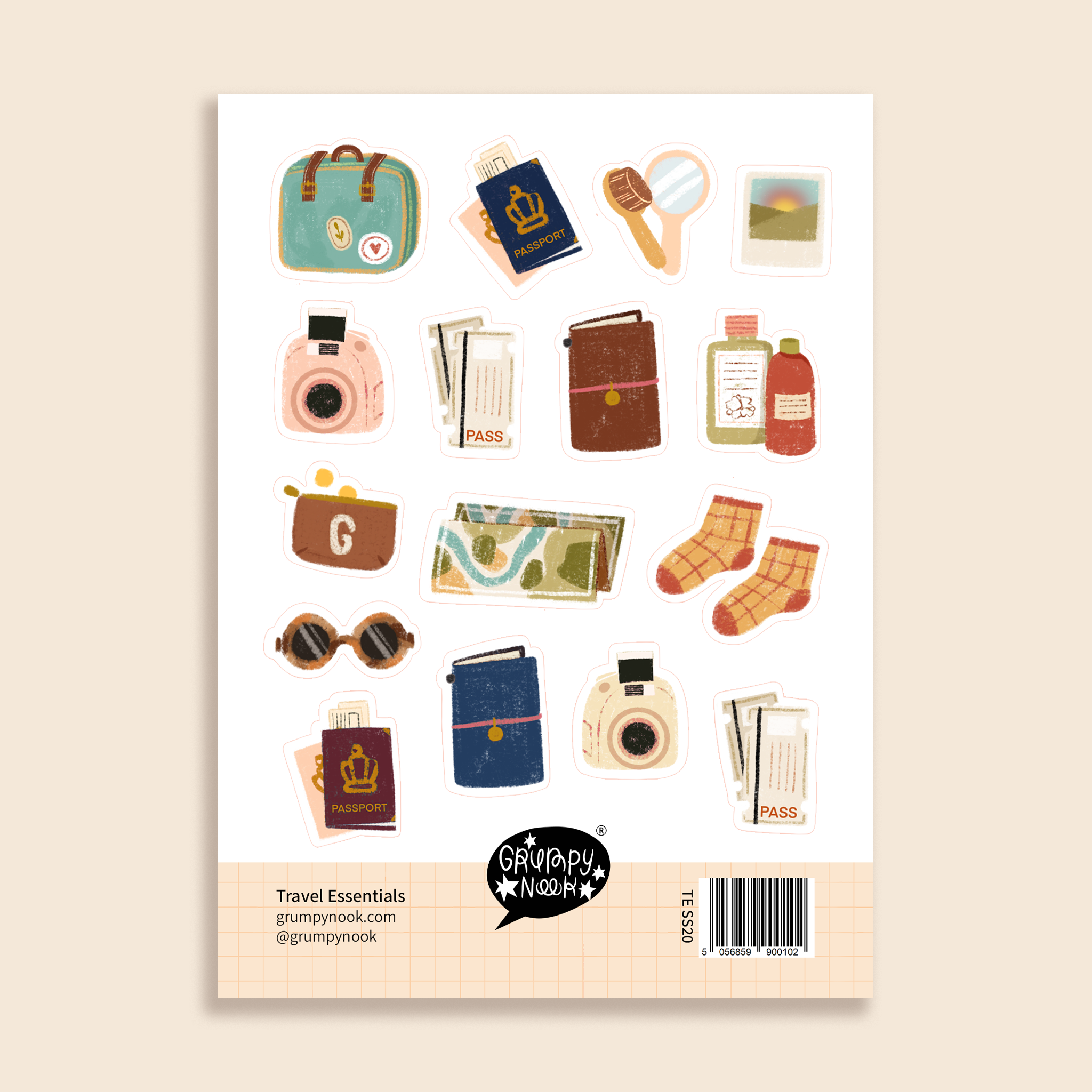 Travel Essentials Sticker Sheet: Case of 10