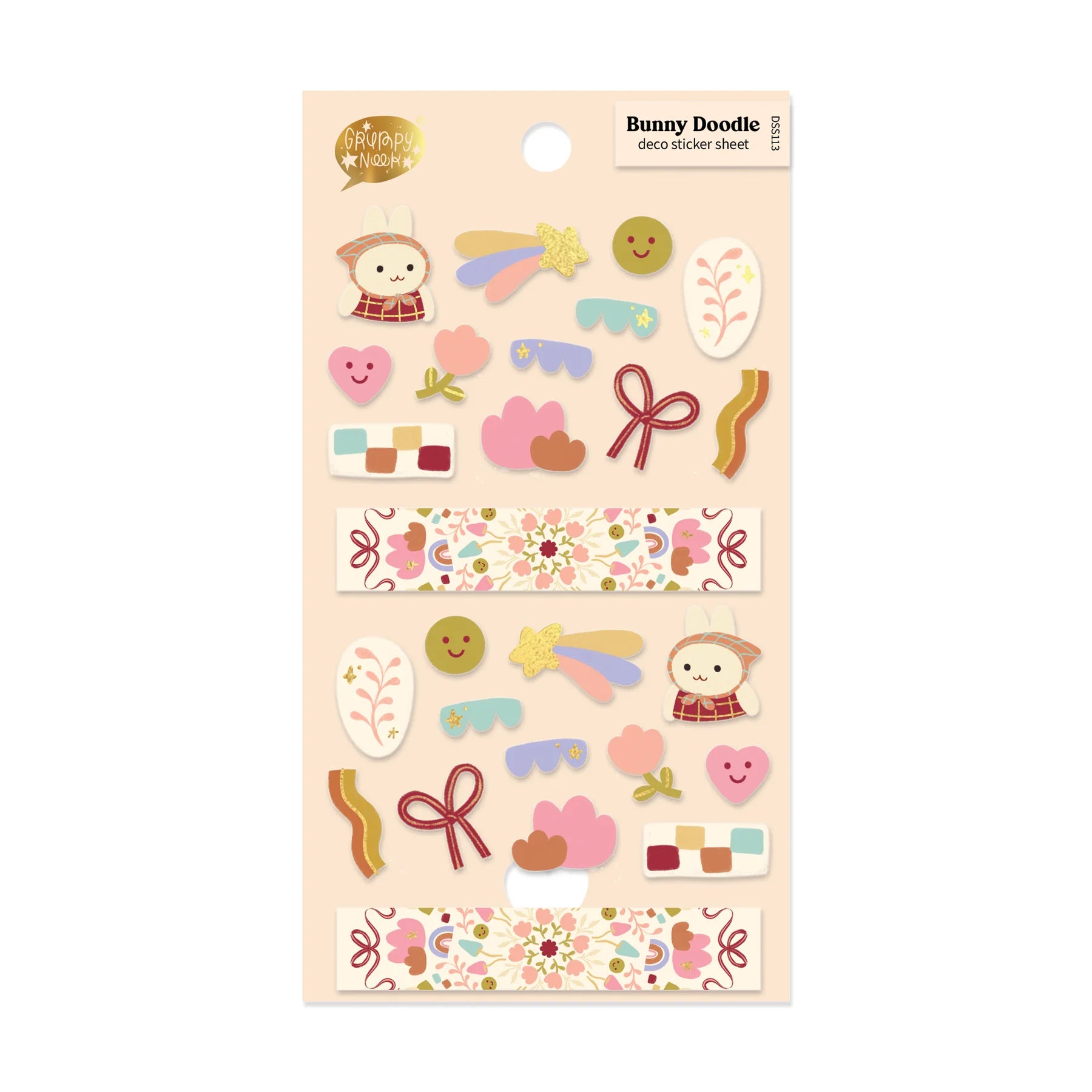 Bunny Doodle Deco Sticker Sheet: Case of 10