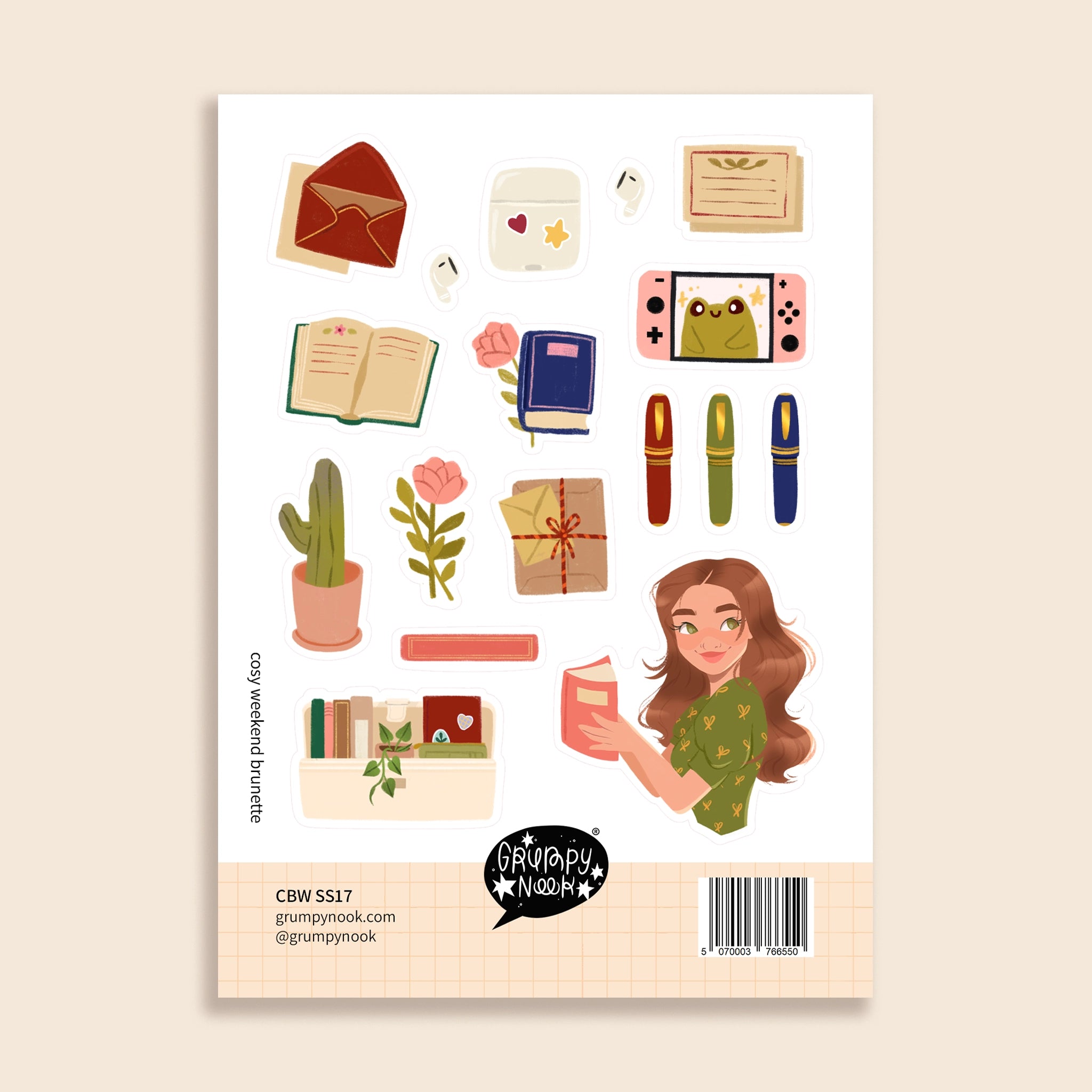 Cosy Weekend Brunette Sticker Sheet: Case of 10