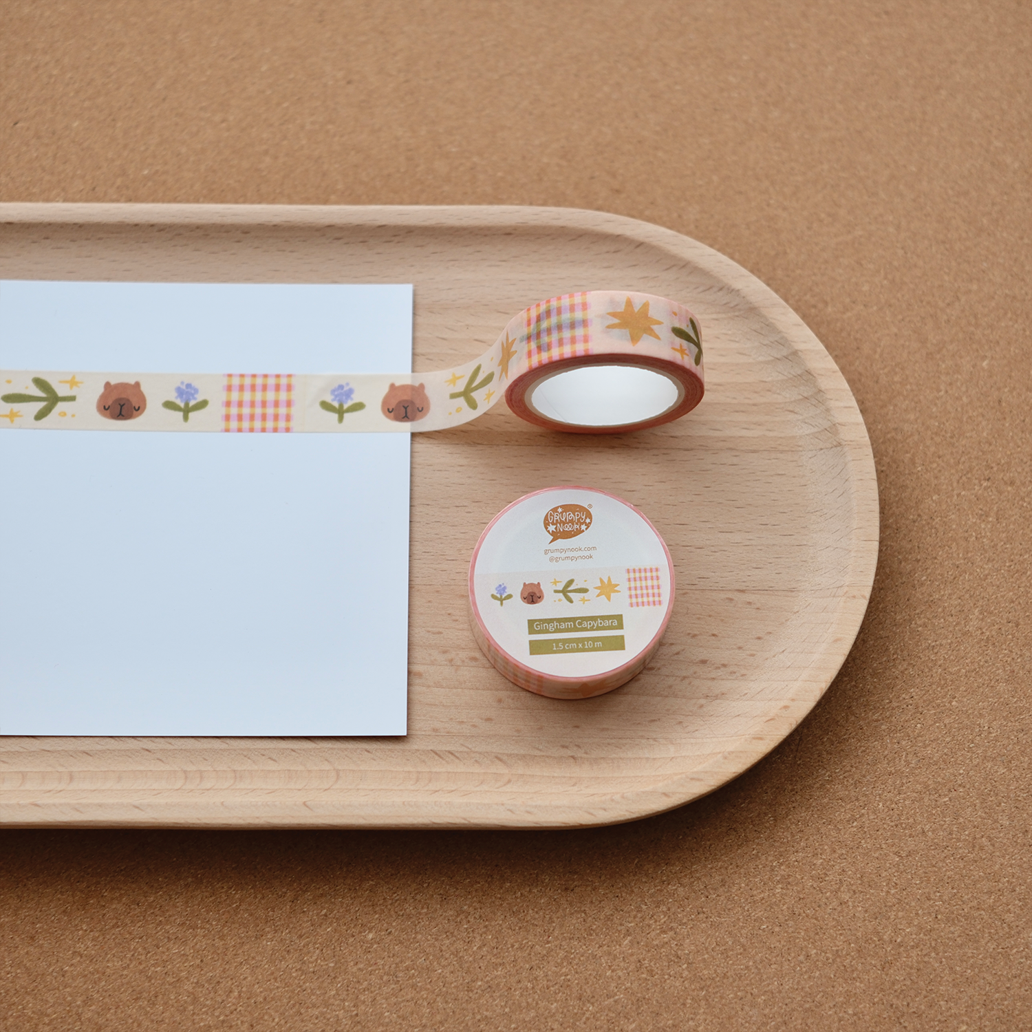 Gingham Capybara Washi Tape: Case of 10