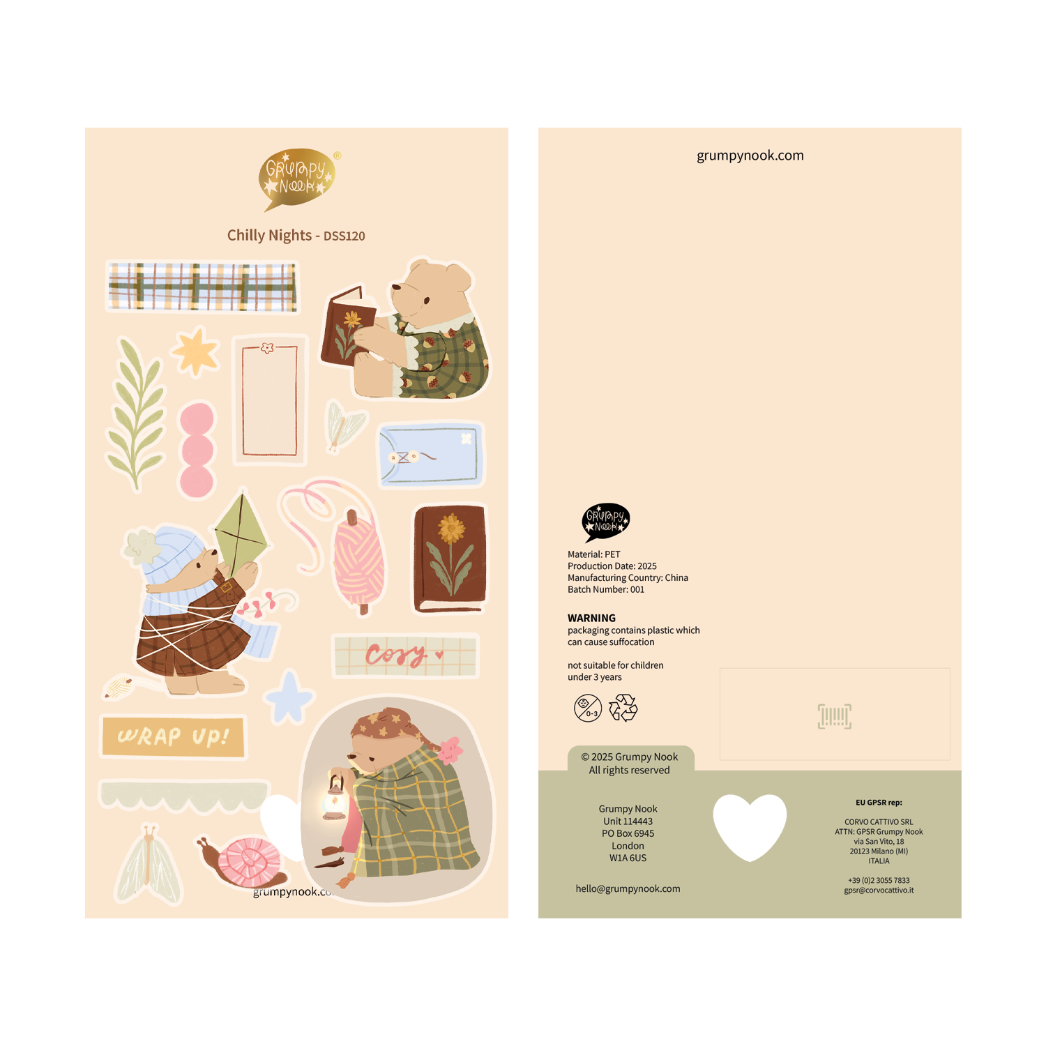 PRE ORDER : Chilly Nights Deco Sticker Sheet: Case of 10