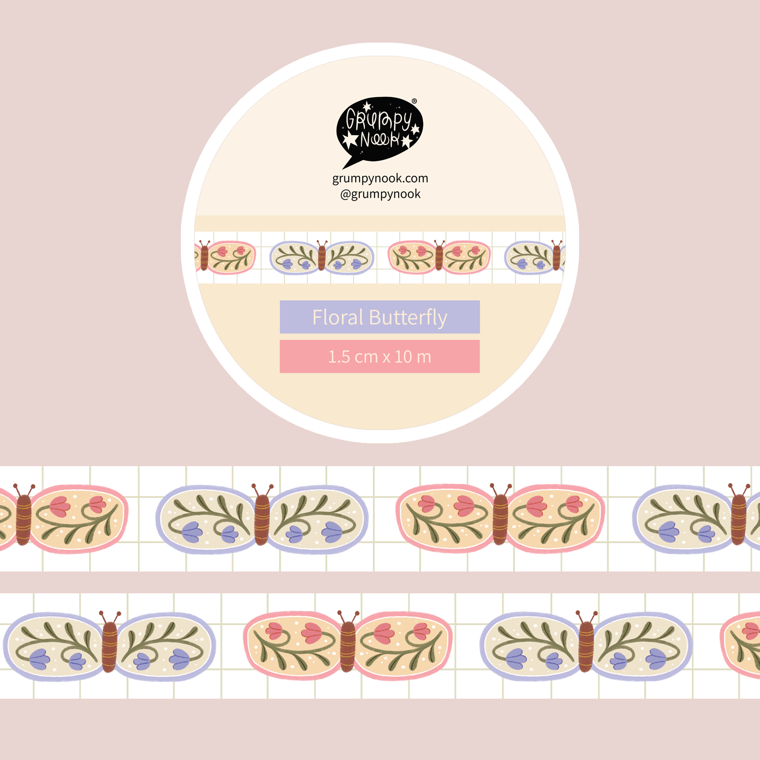 Floral Butterfly Washi Tape: Case of 10