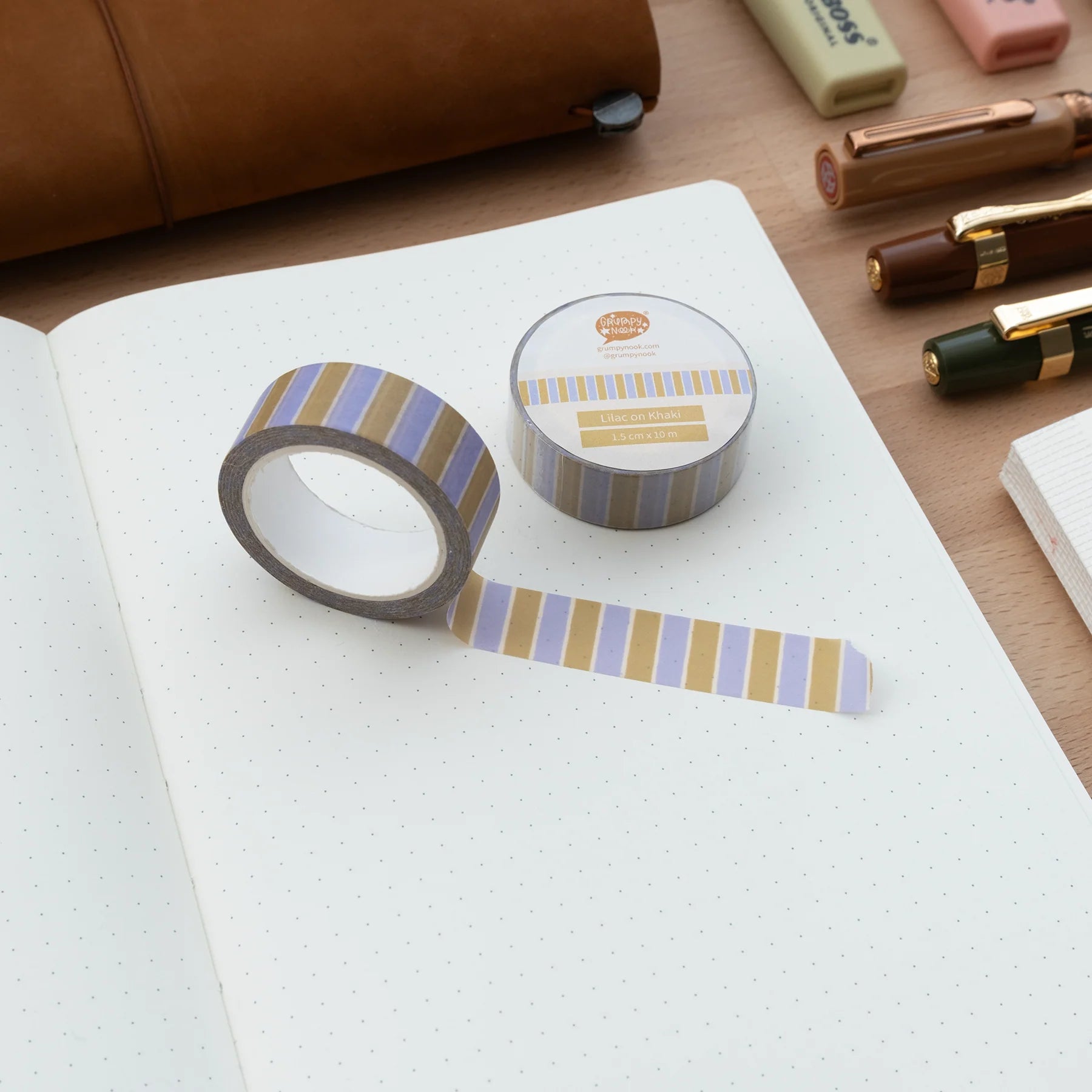 Lilac on Khaki Washi Tape: Case of 10