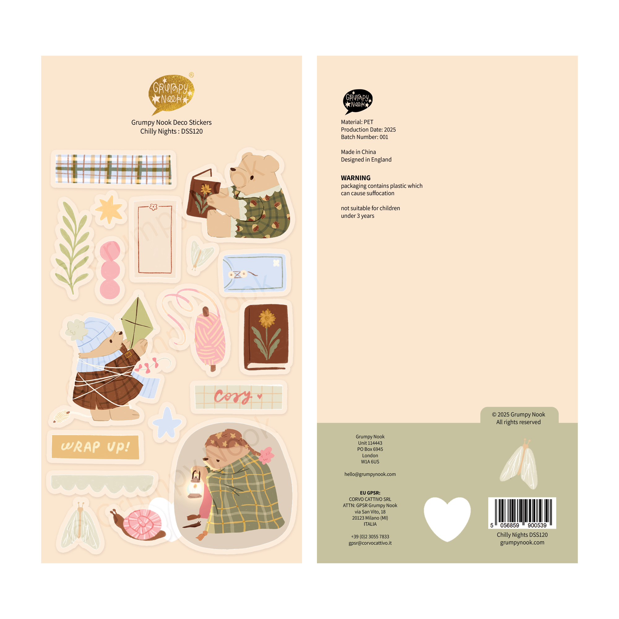 Chilly Nights Deco Sticker Sheet: Case of 10