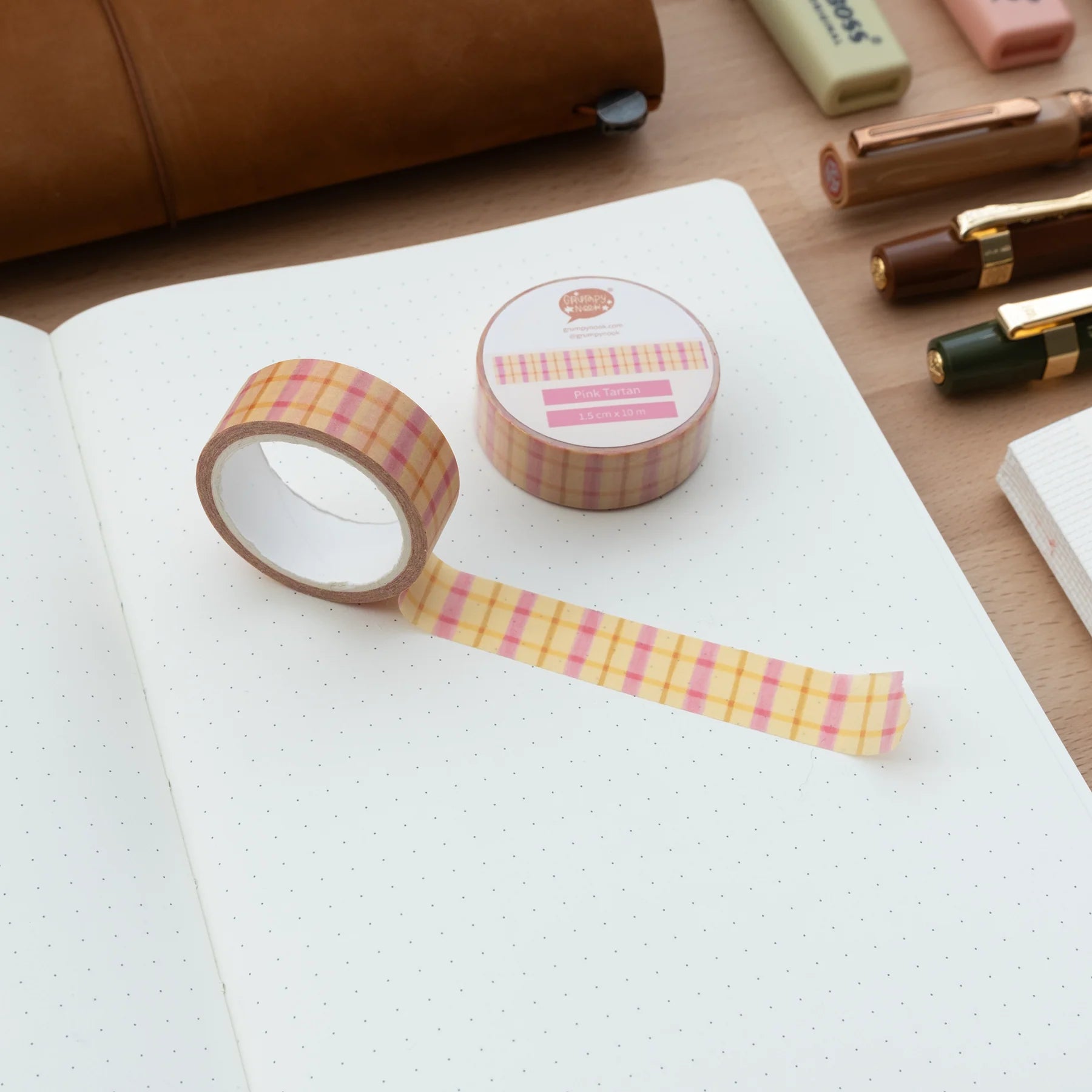 Pink Tartan Washi Tape: Case of 10