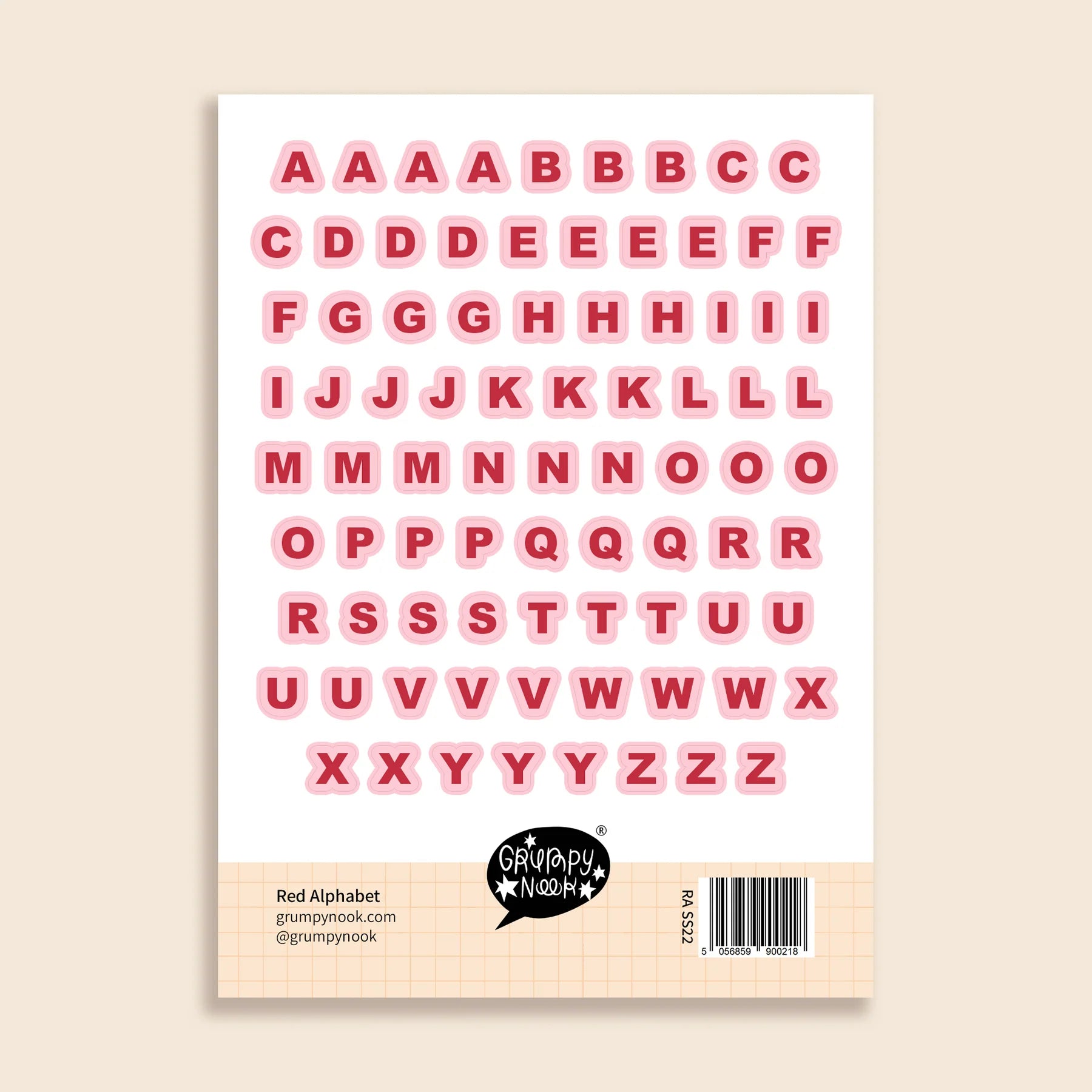 Red Alphabet Sticker Sheet: Case of 10