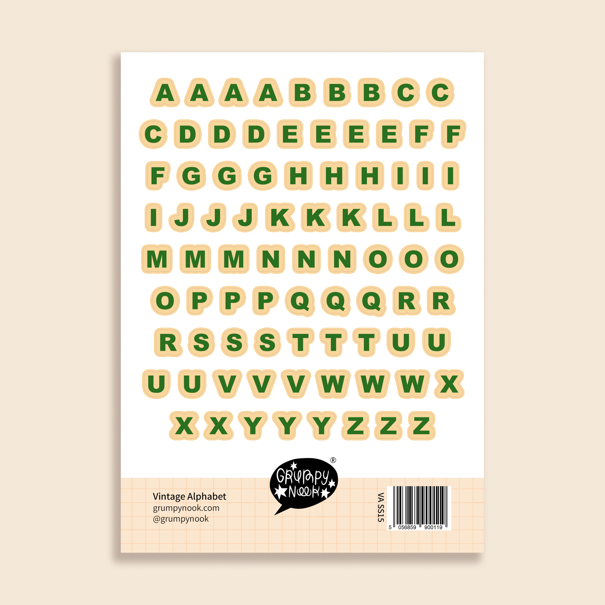 Vintage Alphabet Sticker Sheet: Case of 10